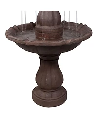 38"H Electric Polyresin and Fiberglass 2-Tier Curved Plinth Outdoor Water Fountain