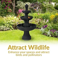 43"H Electric Fiberglass and Resin 3-Tier Flower Blossom Outdoor Water Fountain