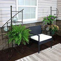 Indoor/Outdoor Iron Metal 4-Tiered Potted Flower Plant Stand with Spiral Staircase Design - 56" - Black - 2pk