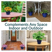 Chalet Outdoor/Indoor High-Fired Glazed Uv- and Frost-Resistant Ceramic Planters with Drainage Holes - 2-Pack