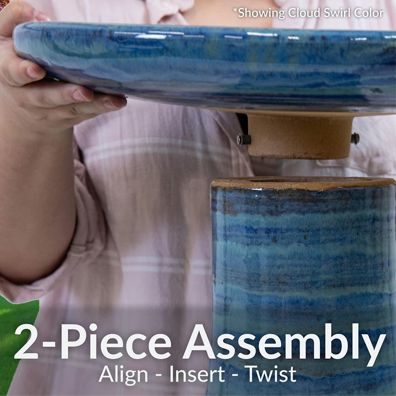 Outdoor Weather-Resistant Garden Patio Classic High-Fired Smooth Ceramic Hand-Painted Bird Bath
