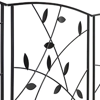 Modern Leaves and Vines 10-Foot 5-Piece Steel Decorative Garden Fence Panels - 26" W x 32" H Per Panel - Black