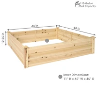 Square Wood Raised Garden Bed - Outdoor Elevated Planter Box for Flower, Vegetable, and Herb Gardening - 4 x 4