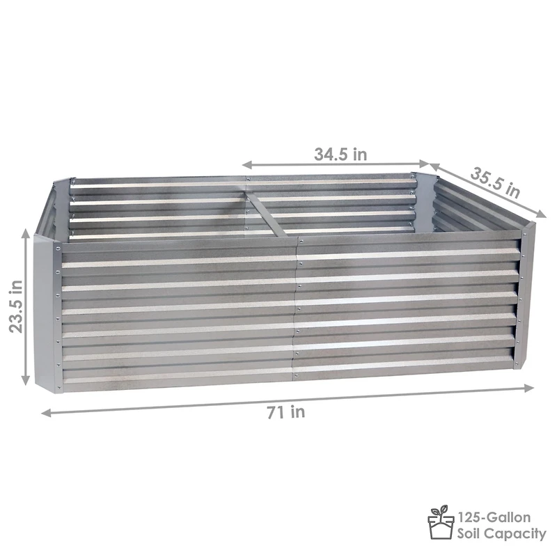 71-Inch Rectangular Raised Garden Bed - Galvalume Steel Vegetable Flower Bed Planter Kit - Silver