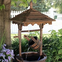 Sunnydaze Decor Old-Fashioned Wooden Wishing Well Water Fountain - Outdoor Garden Fountain Waterfall Feature - 48 Inch Tall