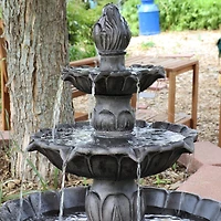 46"H Electric Polystone 3-Tier Classic Tulip Outdoor Water Fountain