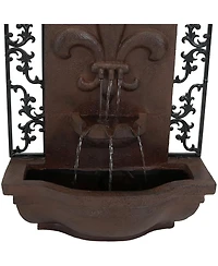 Sunnydaze Decor French Lily 33-Inch Polystone Outdoor Wall Water Fountain - Electric Submersible Pump - Iron Finish