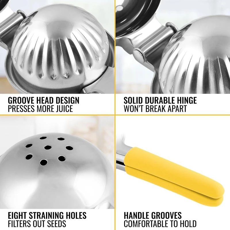 Lemon Squeezer Stainless Steel with Premium Heavy Duty Solid Metal Squeezer Bowl