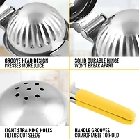 Lemon Squeezer Stainless Steel with Premium Heavy Duty Solid Metal Squeezer Bowl