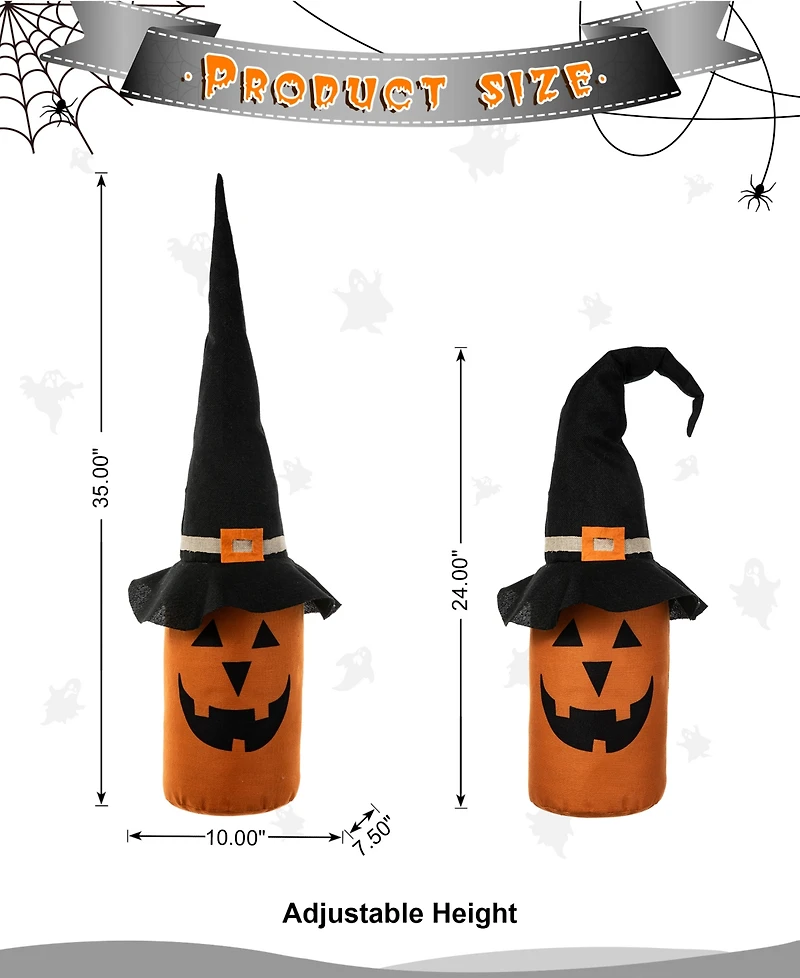 Glitzhome 24"H Halloween Linen Jack-o-Lantern Doorstop Porch Decor