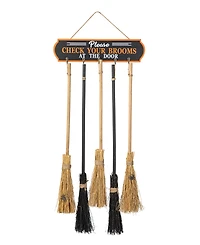 Glitzhome 42"H Halloween Wooden Brooms Parking Porch Decor