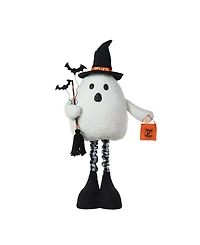 Glitzhome 38"H Lighted Halloween Fabric Ghost Standing Decor, With Telescoping Legs and Timer