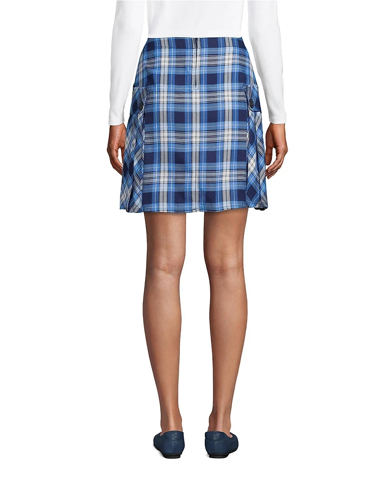 Lands' End Women's School Uniform Side Pleat Plaid Skort Above the Knee