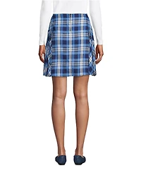 Lands' End Women's School Uniform Side Pleat Plaid Skort Above the Knee