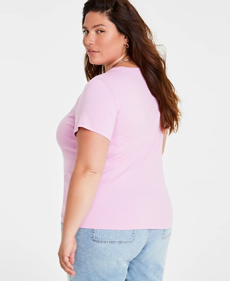 On 34th Women's Plus size Ribbed T-Shirt, Created for Macy's