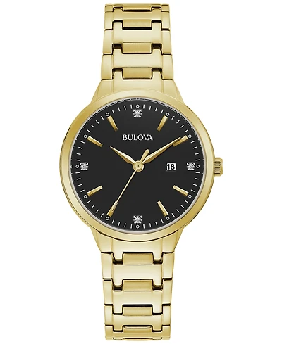 Bulova Women's Diamond Accent Gold-Tone Stainless Steel Bracelet Watch 33mm