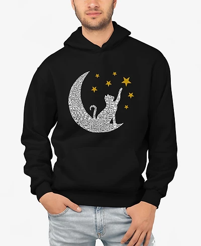 La Pop Art Cat Moon - Men's Word Hooded Sweatshirt