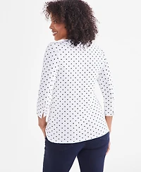 Style & Co Women's Pima Cotton Boat-Neck 3/4-Sleeve Top, Created for Macy's