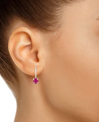 Emerald Solitaire Leverback Earrings (1/2 ct. t.w.) 14k White Gold (Also Ruby, Sapphire, & Tanzanite)