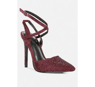 Charmer Womens Rhinestone Embellished Stiletto Sandals