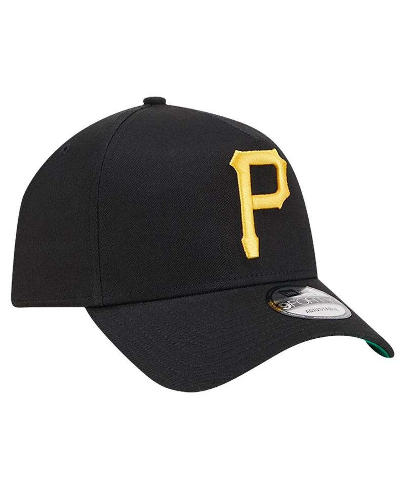 New Era Men's Black Pittsburgh Pirates Team Color A-Frame 9Forty Adjustable Hat
