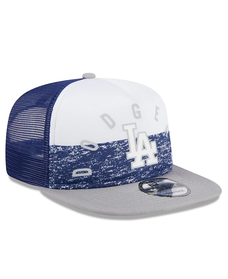 New Era Men's White/Gray Los Angeles Dodgers Team Foam Front A-Frame Trucker 9Fifty Snapback Hat