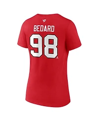 Fanatics Branded Women's Connor Bedard Red Chicago Blackhawks 2023 Nhl Draft Authentic Stack Player Name Number V-Neck T-Shirt