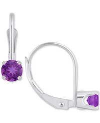 Amethyst Solitaire Leverback Earrings (1/2 ct. t.w.) 14k White Gold (Also Additional Gemstones)