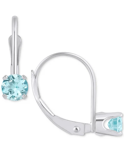 Amethyst Solitaire Leverback Earrings (1/2 ct. t.w.) 14k White Gold (Also Additional Gemstones)