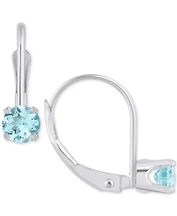 Amethyst Solitaire Leverback Earrings (1/2 ct. t.w.) 14k White Gold (Also Additional Gemstones)