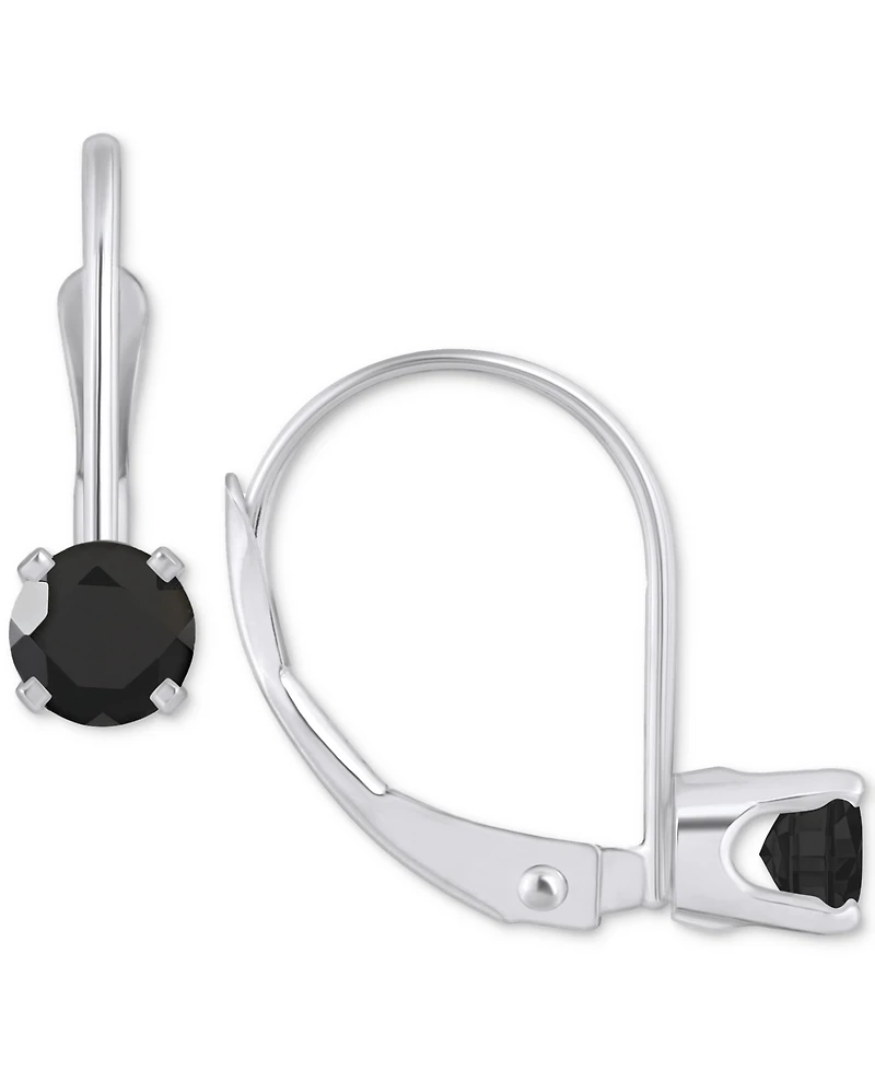 Amethyst Solitaire Leverback Earrings (1/2 ct. t.w.) 14k White Gold (Also Additional Gemstones)