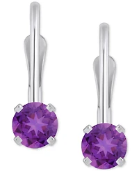 Amethyst Solitaire Leverback Earrings (1/2 ct. t.w.) 14k White Gold (Also Additional Gemstones)