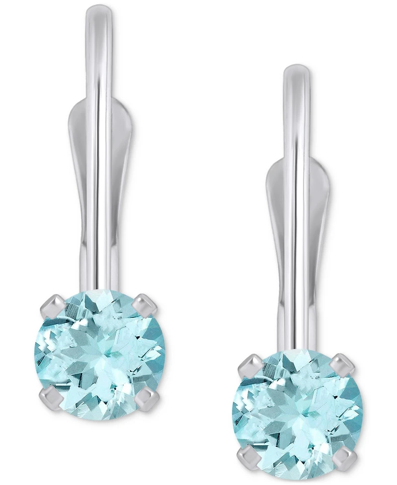 Amethyst Solitaire Leverback Earrings (1/2 ct. t.w.) 14k White Gold (Also Additional Gemstones)