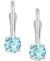 Amethyst Solitaire Leverback Earrings (1/2 ct. t.w.) 14k White Gold (Also Additional Gemstones)