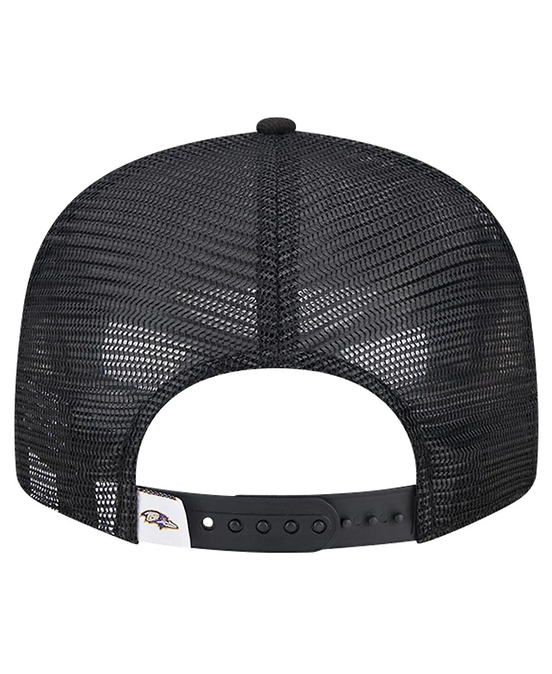 New Era Men's Black Baltimore Ravens Main Trucker 9Fifty Snapback Hat
