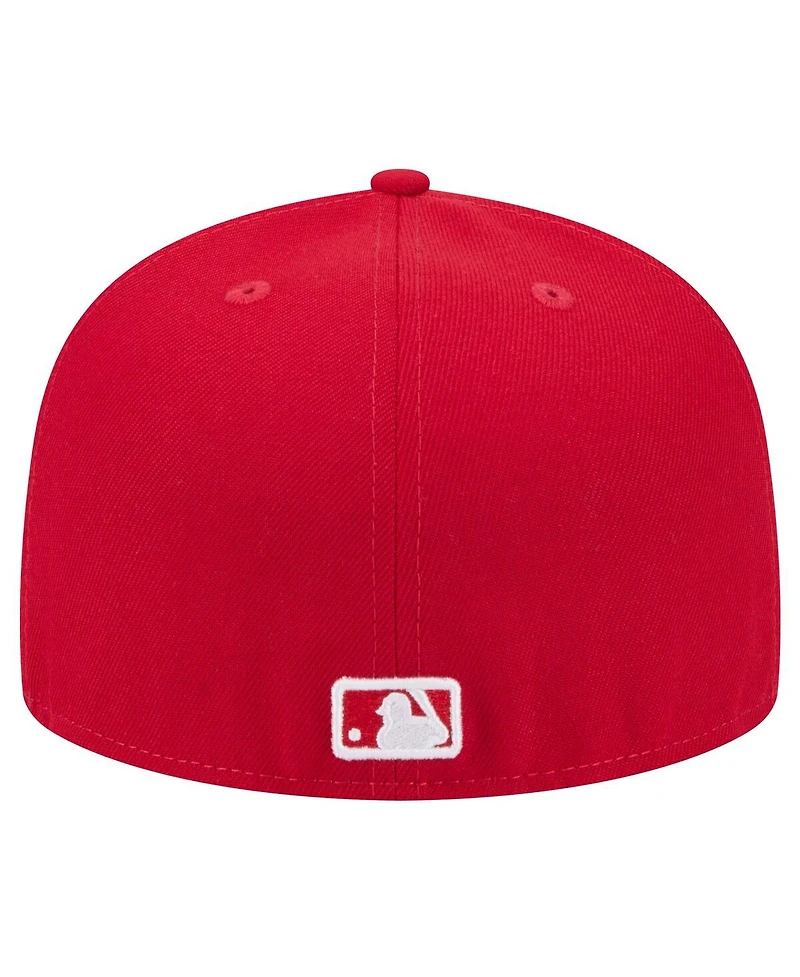 New Era Men's Red Cleveland Guardians White Logo 59Fifty Fitted Hat
