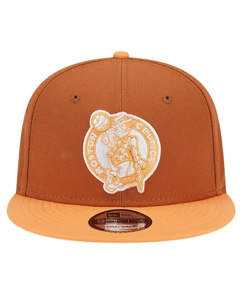 New Era Men's Brown/Orange Boston Celtics 2-Tone Color Pack 9fifty Snapback Hat