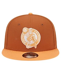 New Era Men's Brown/Orange Boston Celtics 2-Tone Color Pack 9fifty Snapback Hat