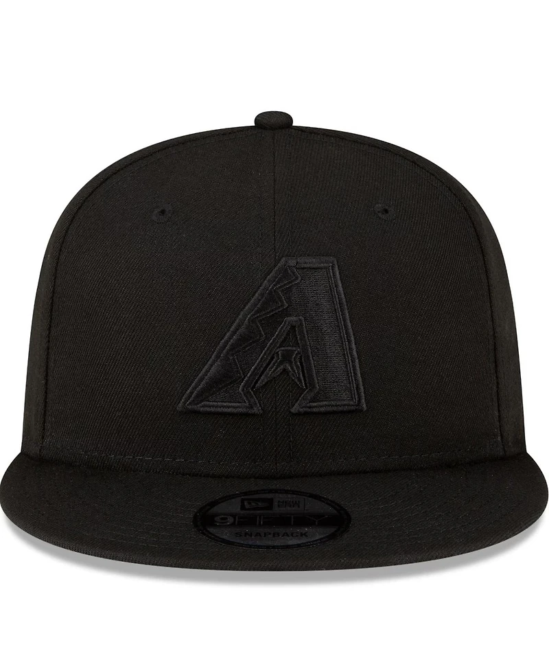 New Era Men's Arizona Diamondbacks Black On Black 9fifty Snapback Adjustable Hat