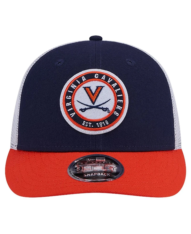 New Era Men's Navy Virginia Cavaliers Throwback Circle Patch 9Fifty Trucker Snapback Hat