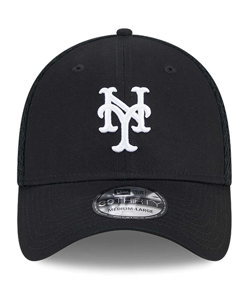 New Era Men's York Mets Evergreen Black White Neo 39Thirty Flex Hat