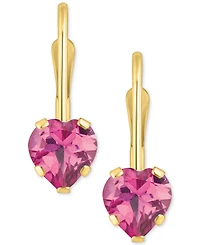Pink Sapphire Heart-Shaped Solitaire Leverback Earrings (1-1/10 ct. t.w.) 10k Gold