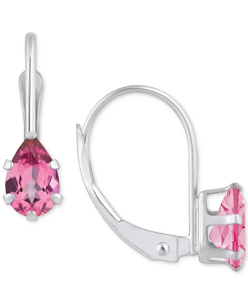 Pink Topaz Pear-Cut Solitaire Leverback Earrings (1 ct. t.w.) 10k Gold