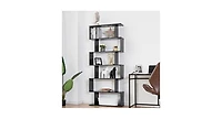 6-Tier S-Shaped Bookcase Z-Shelf Style Storage Bookshelf