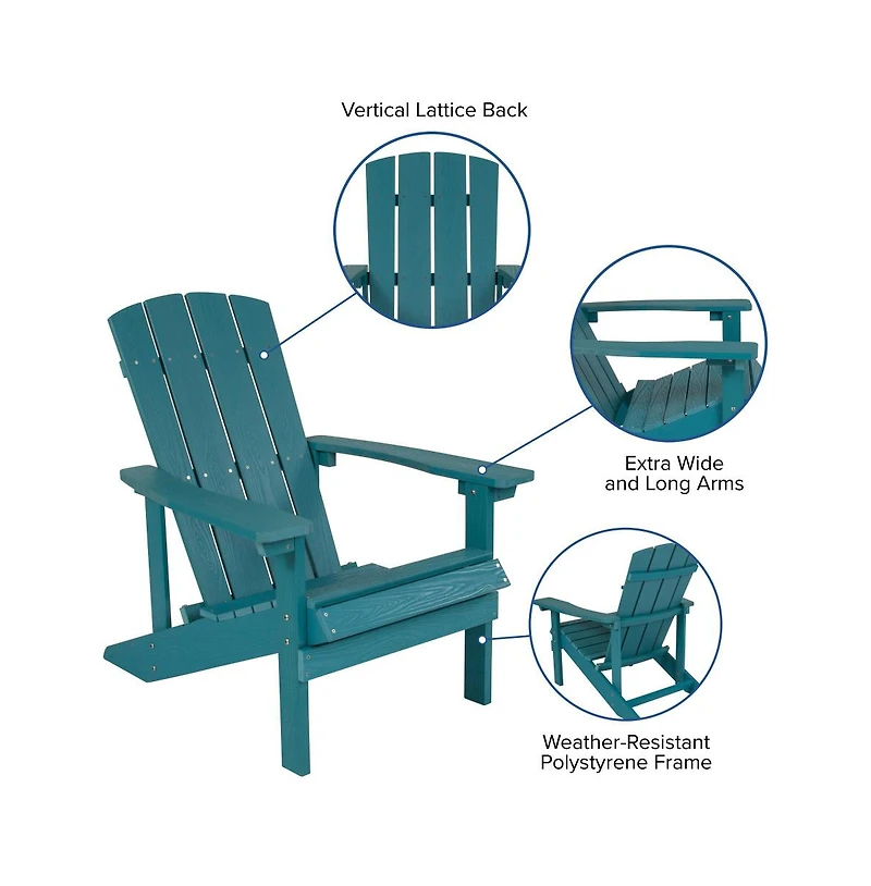 Riviera Azure Adirondack Patio Chairs With Vertical Lattice Back And Weather Resistant Frame