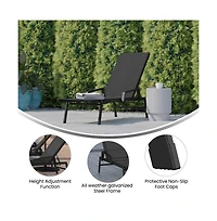 Emma+Oliver Braelin Textilene Adjustable 5 Position Patio Chaise Lounge With Armrests And Metal Frame