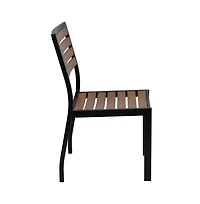 Calle 7 Piece Outdoor Faux Teak Poly Slat Furniture Set - Table, 4 Chairs And Patio Umbrella Base