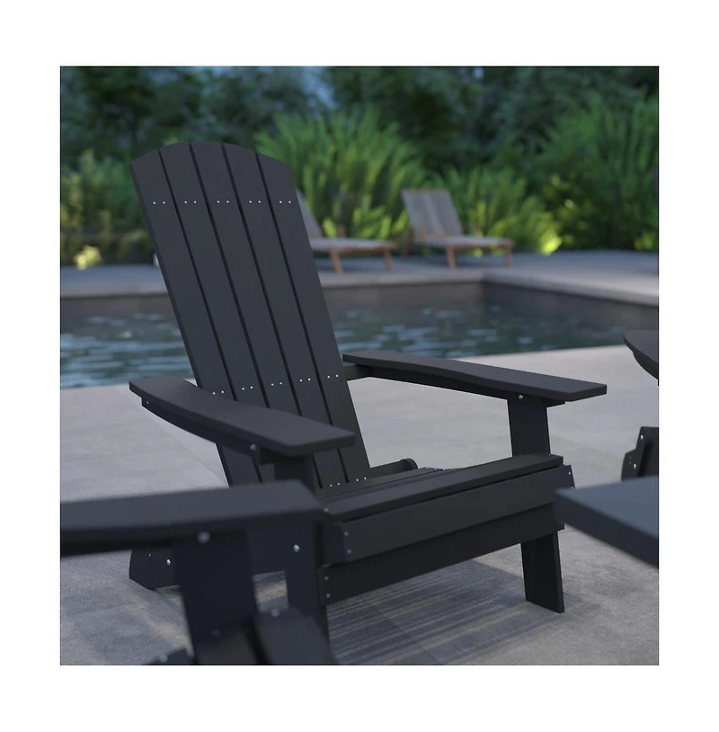 Set Of 4 Riviera Poly Resin Folding Adirondack Lounge Chair - All-Weather Indoor/Outdoor Patio