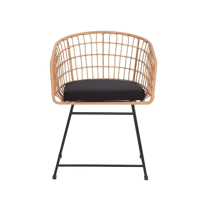 Emma+Oliver Ari Set Of Two All-Weather Faux Rattan Rope Chairs With Padded Cushions For Indoor And Outdoor Use