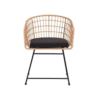 Emma+Oliver Ari Set Of Two All-Weather Faux Rattan Rope Chairs With Padded Cushions For Indoor And Outdoor Use